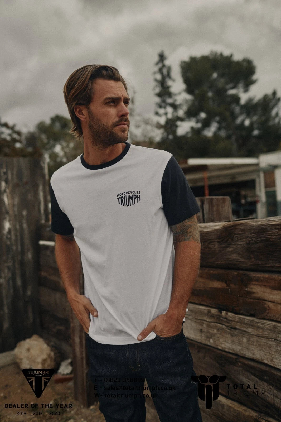 GENUINE Triumph Motorcycles Fenland White / Black SS Tee NEW