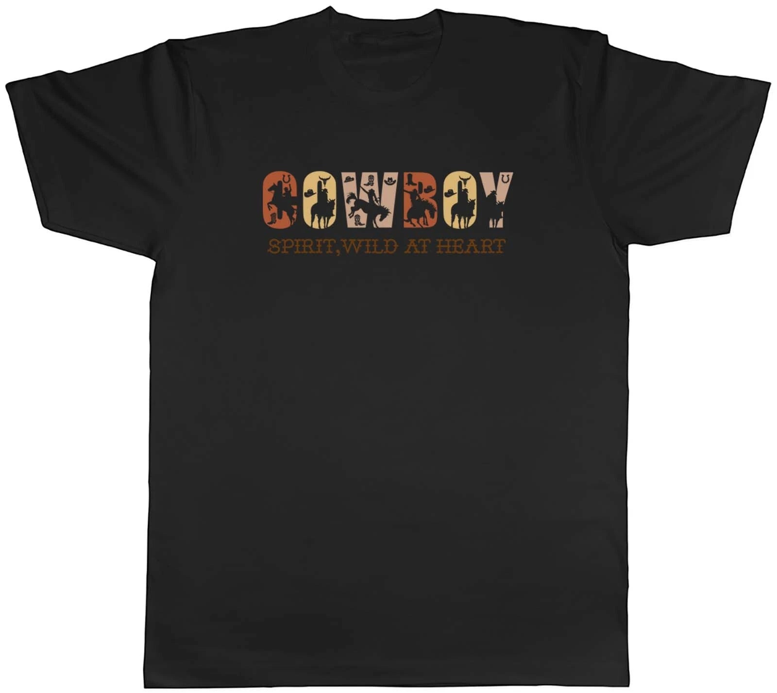 Cowboy Spirit Mens T-Shirt Wild at Heart Horse Riding Lover Tee Gift