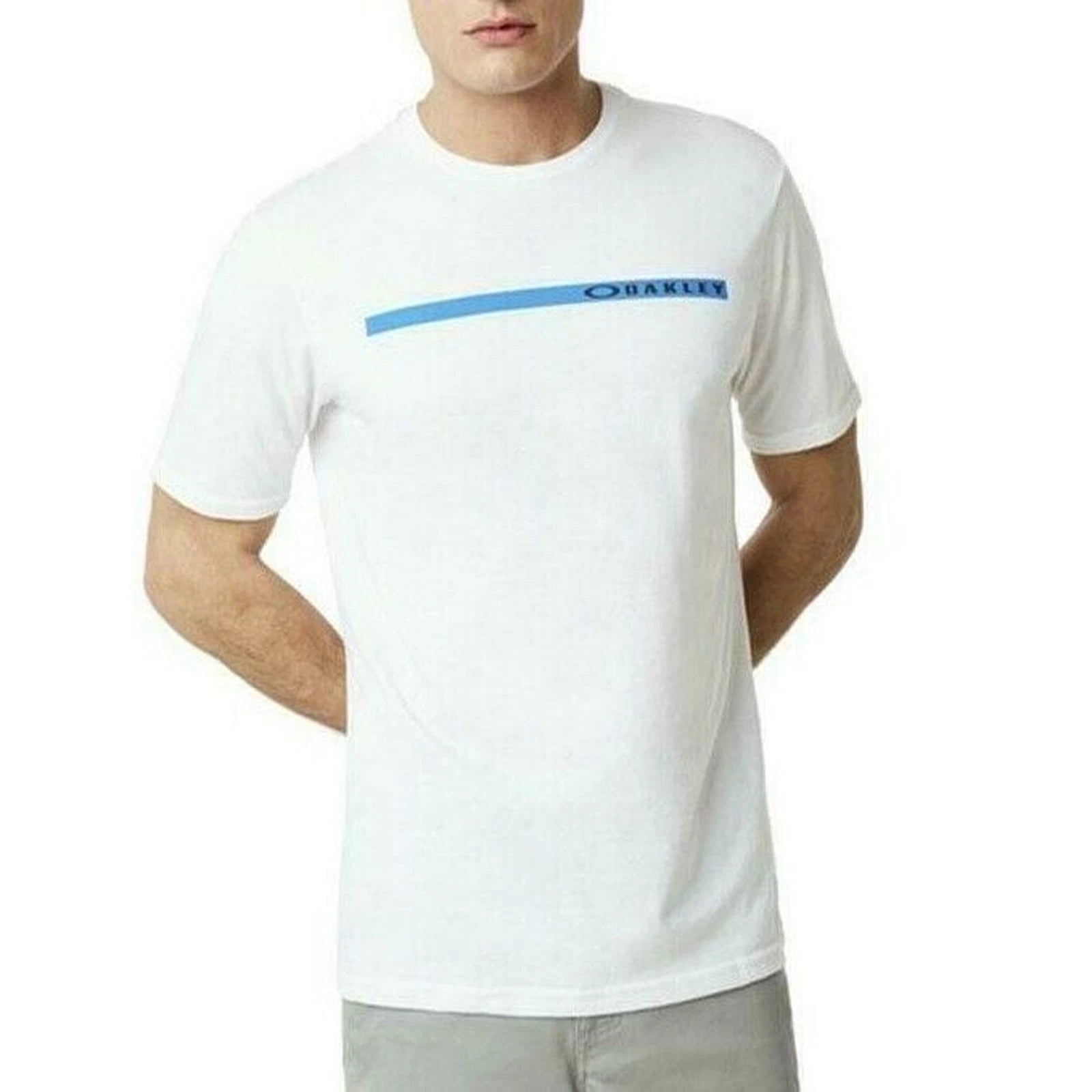 Oakley Men Tee T Shirt White Cotton TBL Qm8 Size L