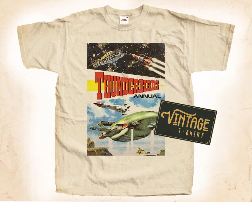Thunderbirds T SHIRT Tee Poster Vintage Natural Shirt sizes S - 5XL