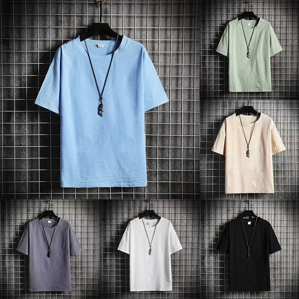 Everyday Tee Men Casual T-shirt Daily Wear Summer Outfit Round Neck Solid Color