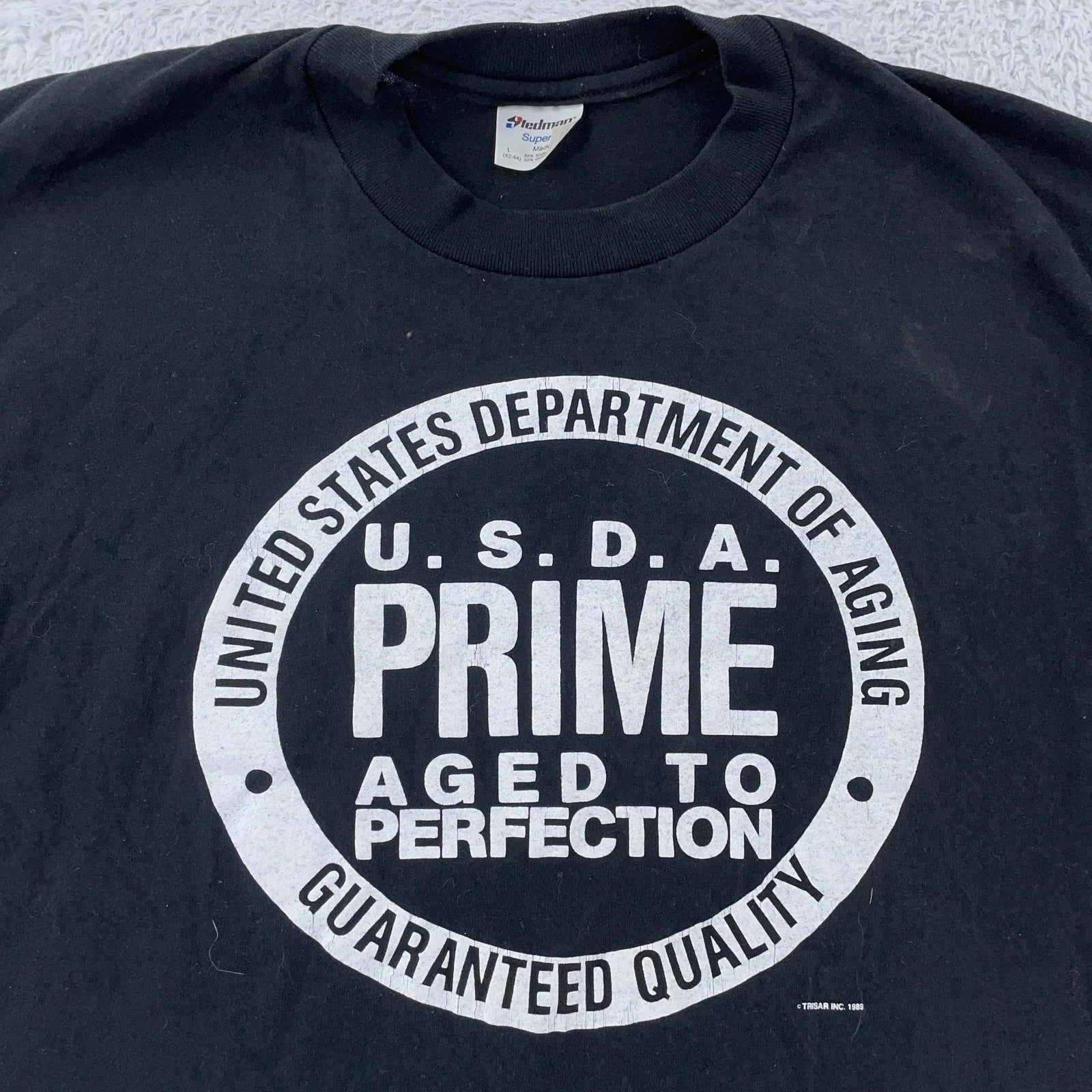 Vintage USDA Prime Shirt Mens M/L Black Funny Graphic Old Age Birthday USA 80s