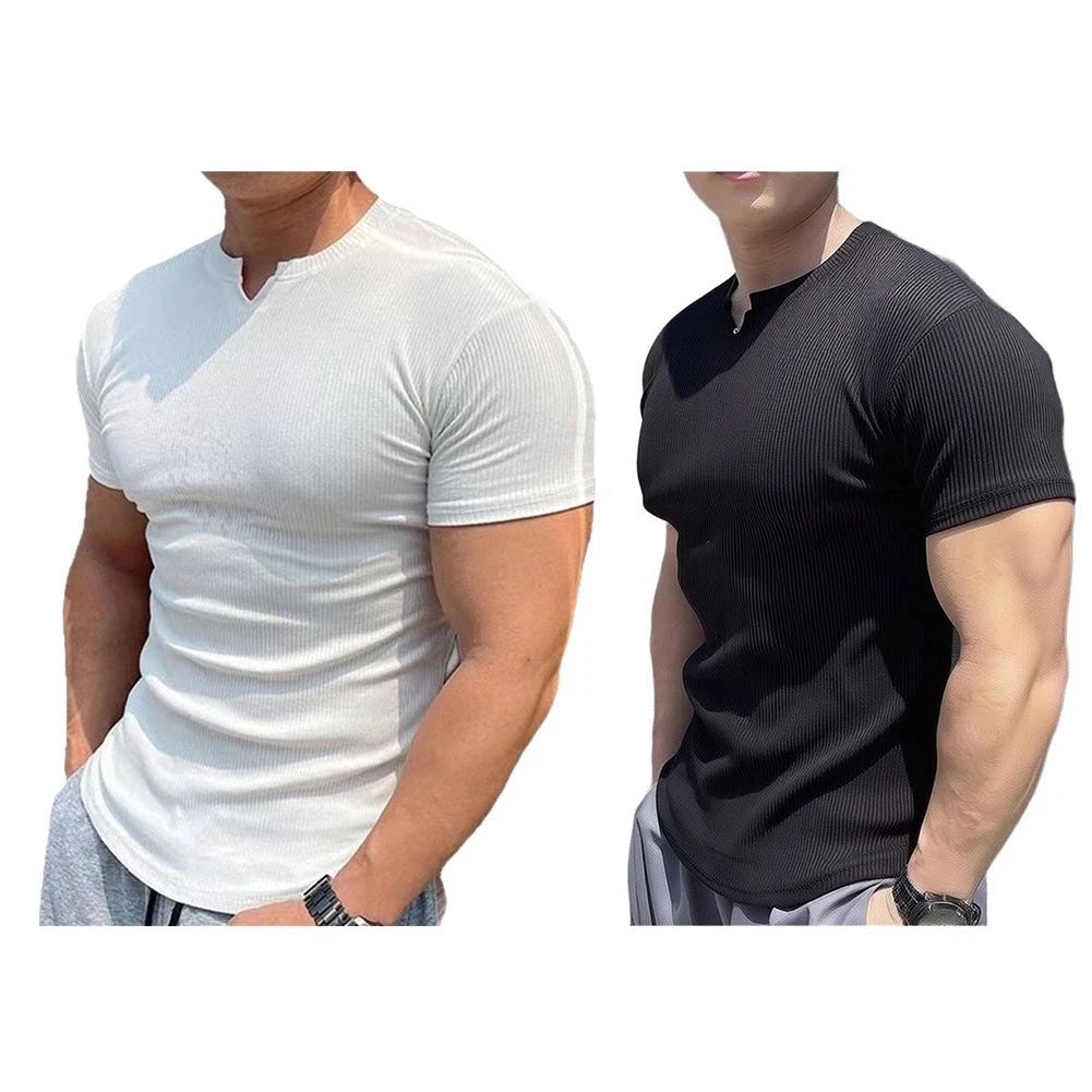 Men V-Neck T-shirt Casual Short Sleeve Shirt V-neck Design For Daily Casual Wear