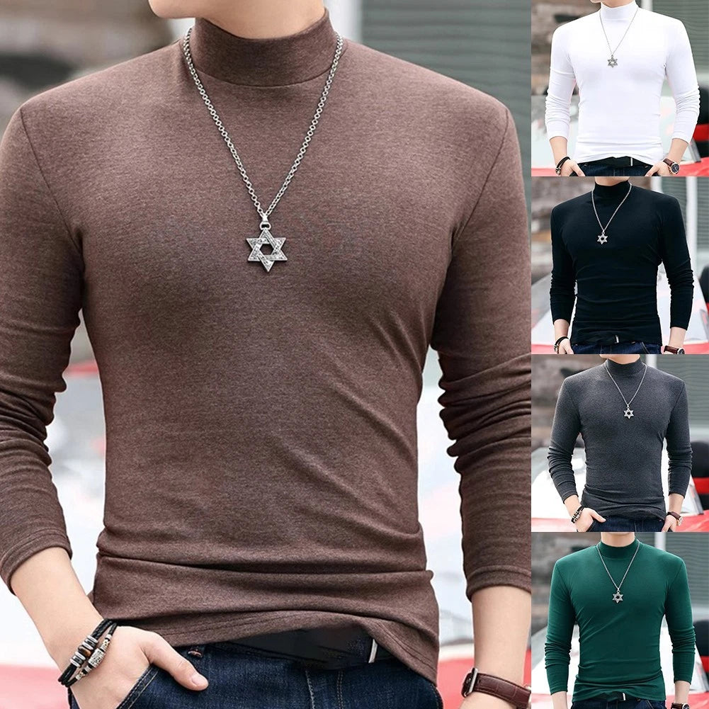 Stylish Mens Half Turtleneck Long Sleeve Thermal T Shirt for Everyday Wear