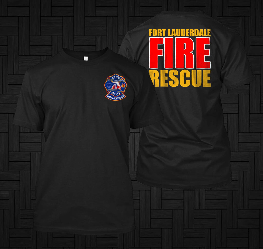 New FORT LAUDERDALE Fire Firefighter  -  Custom Men's Back and front T-Shirt Tee