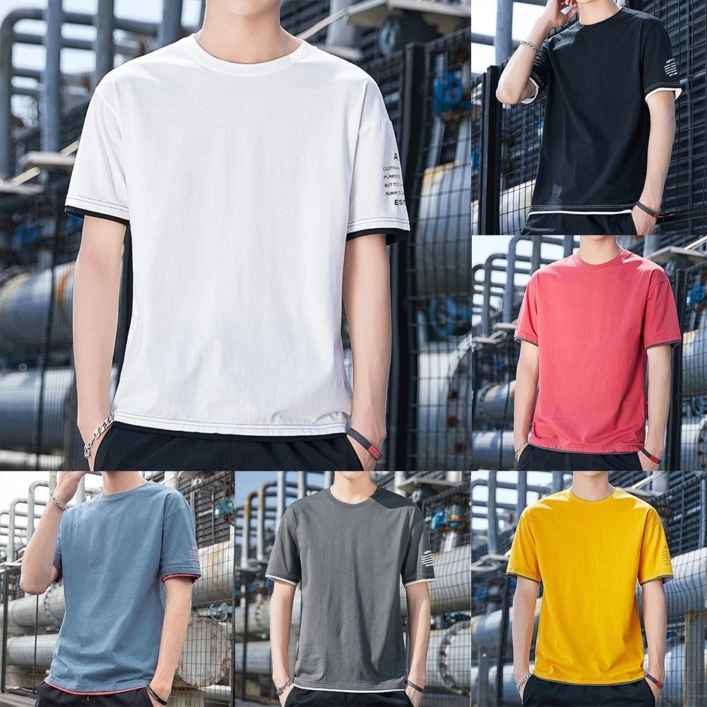For Men For Daily Wear Men's Two-piece Tee Casual Outings O-neck Neckline