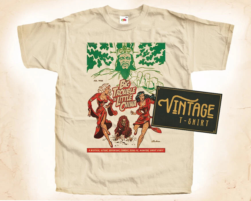 Big trouble in little China T SHIRT Movie Poster Vintage Natural sizes S to 5XL