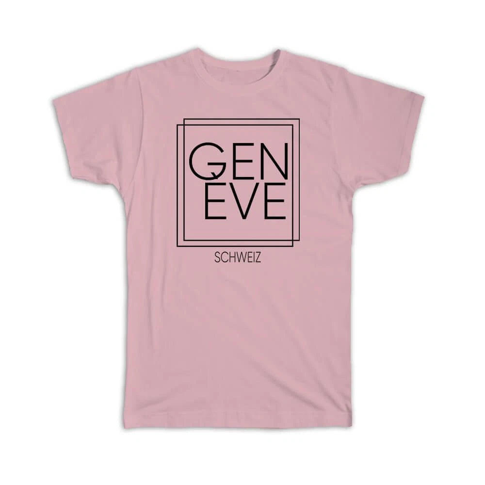 Gift T-Shirt : GENeVE Switzerland Square Modern Minimalist Font