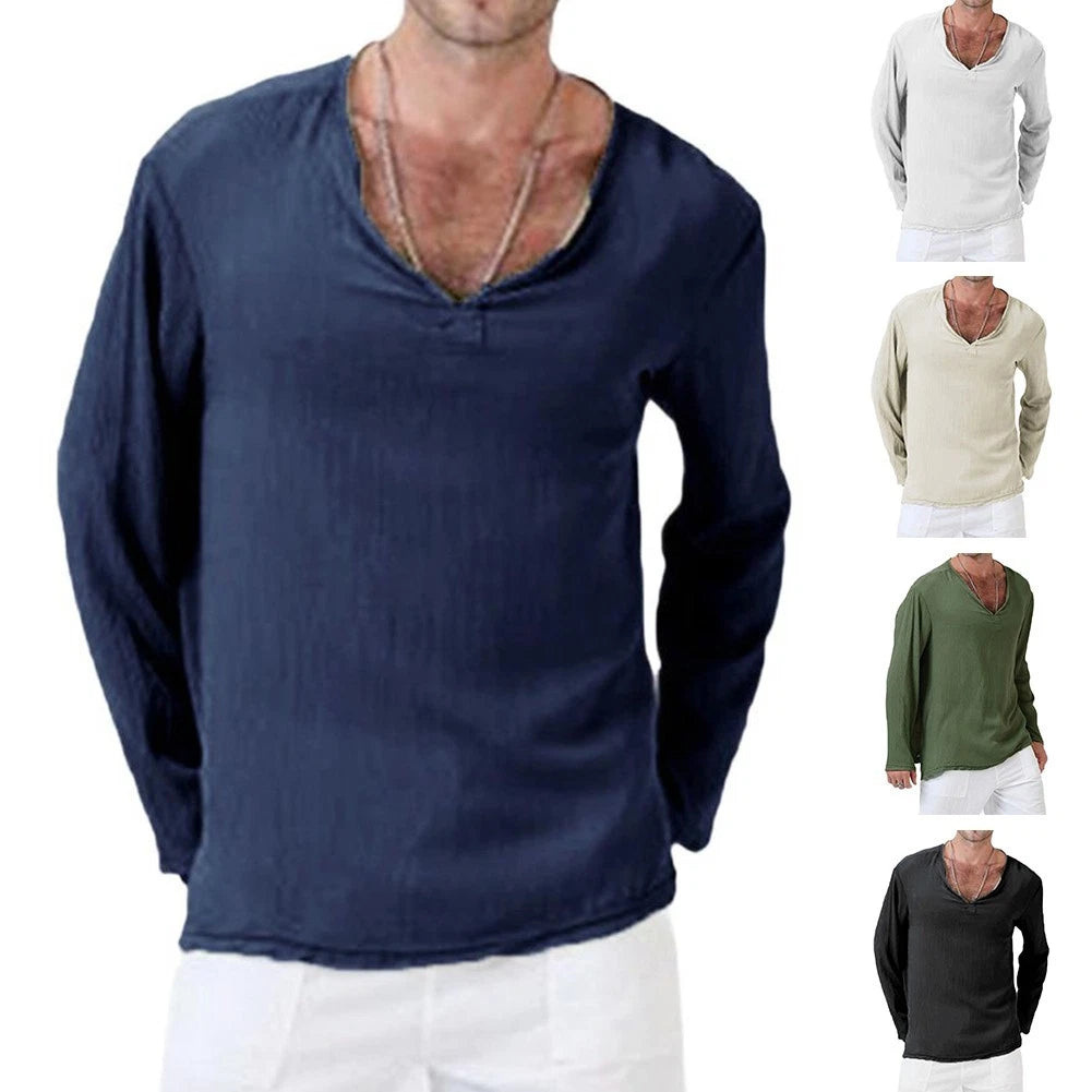 Long Sleeve V-neck Shirts Daily Wear Party Attire Suitable For Holiday