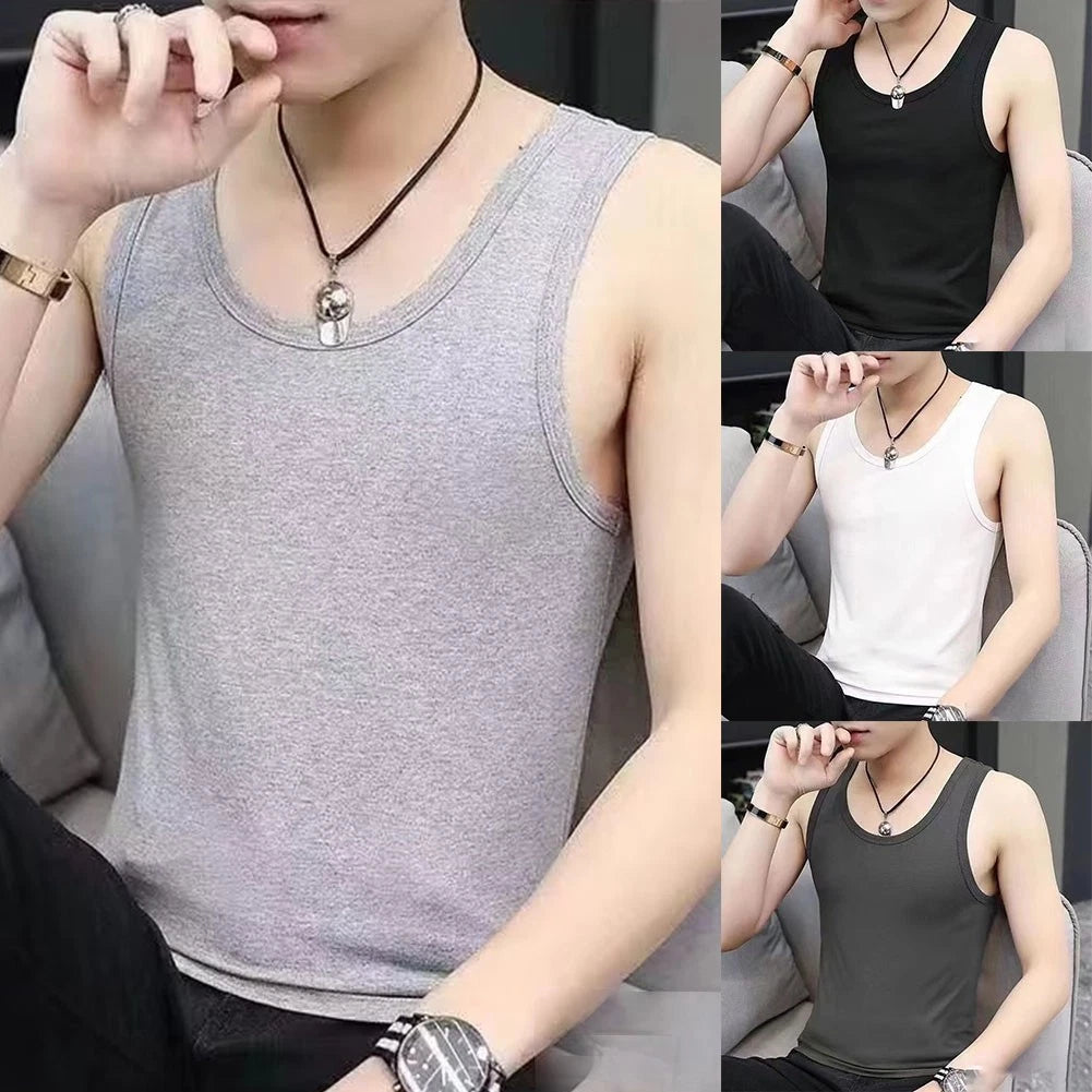 Stylish Mens Male Undershirt Casual Daily Keep Warm O Neck Solid Color