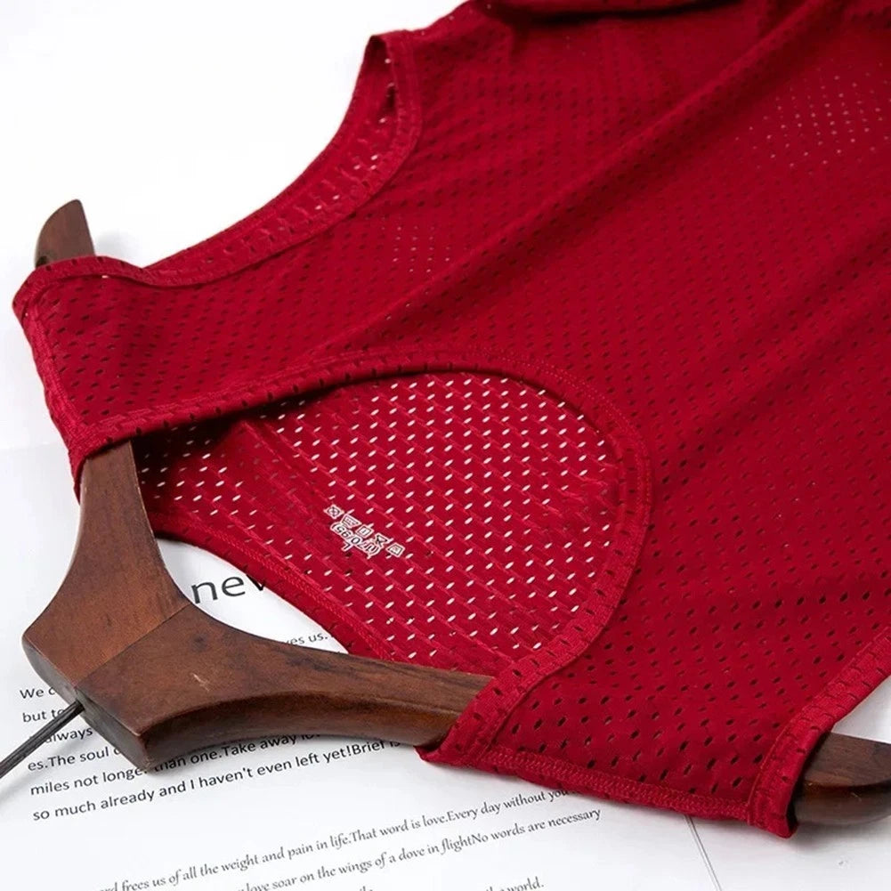Comfy New Stylish Men's Ice Mesh Back No Elasticity Pullover Spring And Summer
