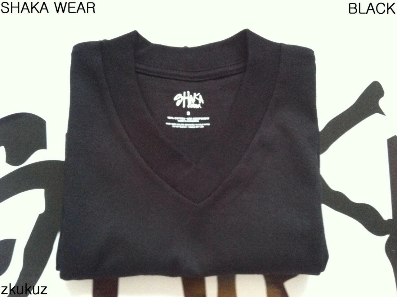 3 NEW SHAKA WEAR PLAIN SHORT SLEEVE V-NECK T-SHIRT BLACK BLANK S-3XL 3PC