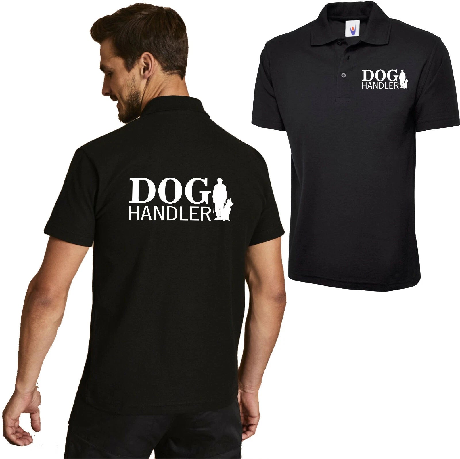 Dog Handler Left Chest Logo & Back Polo T-Shirt Workwear Uniform Security Dog