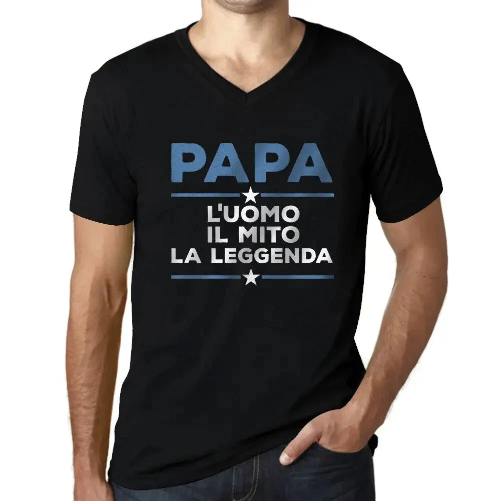 Men's Graphic T-Shirt V Neck Papa L'uomo Il Mito La Leggenda Eco-Friendly