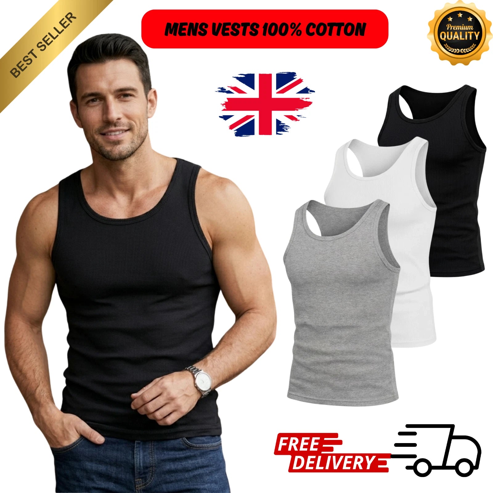 1-12 PCS MENS VESTS 100% COTTON TANK TOP SUMMER TRAINING GYM TOPS PLAIN S-2XL