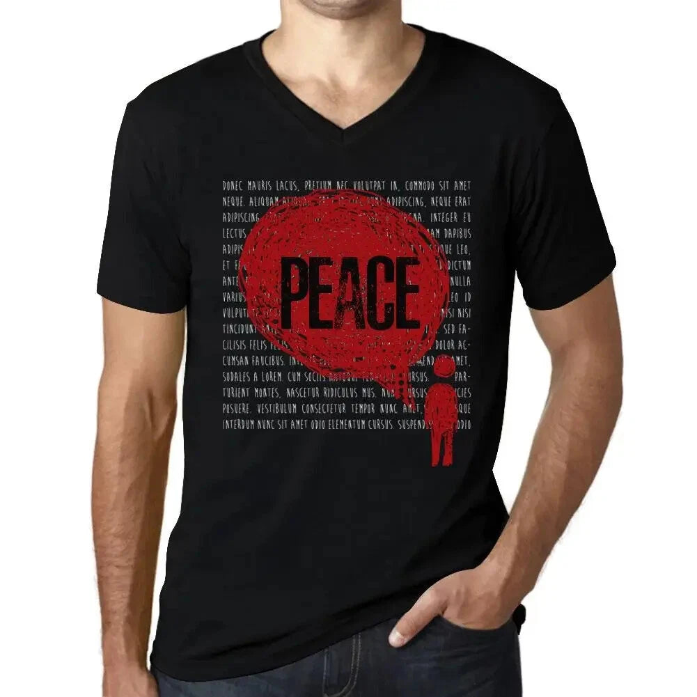 Men's Graphic T-Shirt V Neck Thoughts Peace Eco-Friendly Limited Edition
