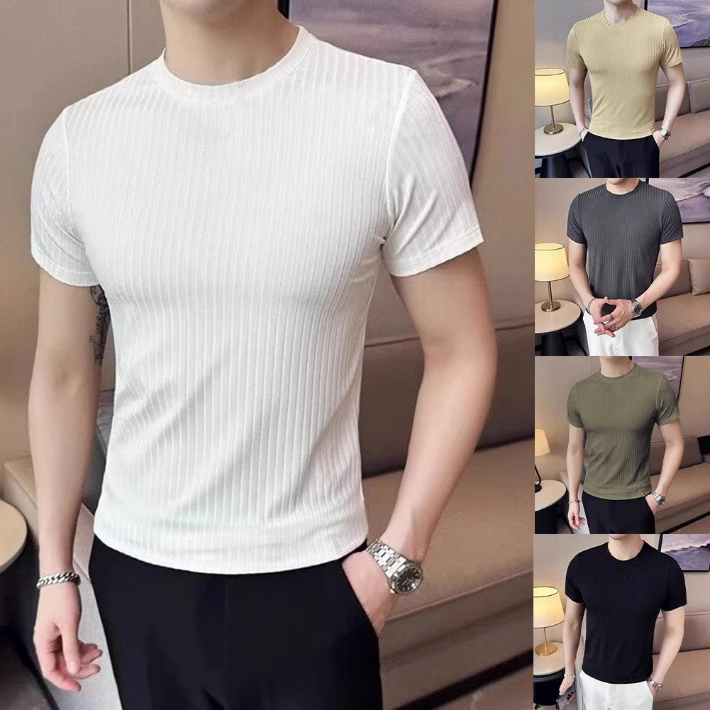 Lightweight Slim Fit T-Shirt Breathable Ribbed Slim Fit Breathable Ribbed