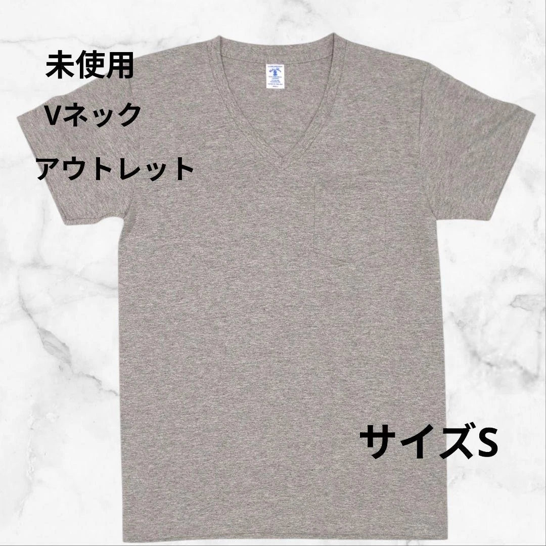 Velva Sheen Gray V-Neck T-Shirt Size S - Pocket - Pre-Owned