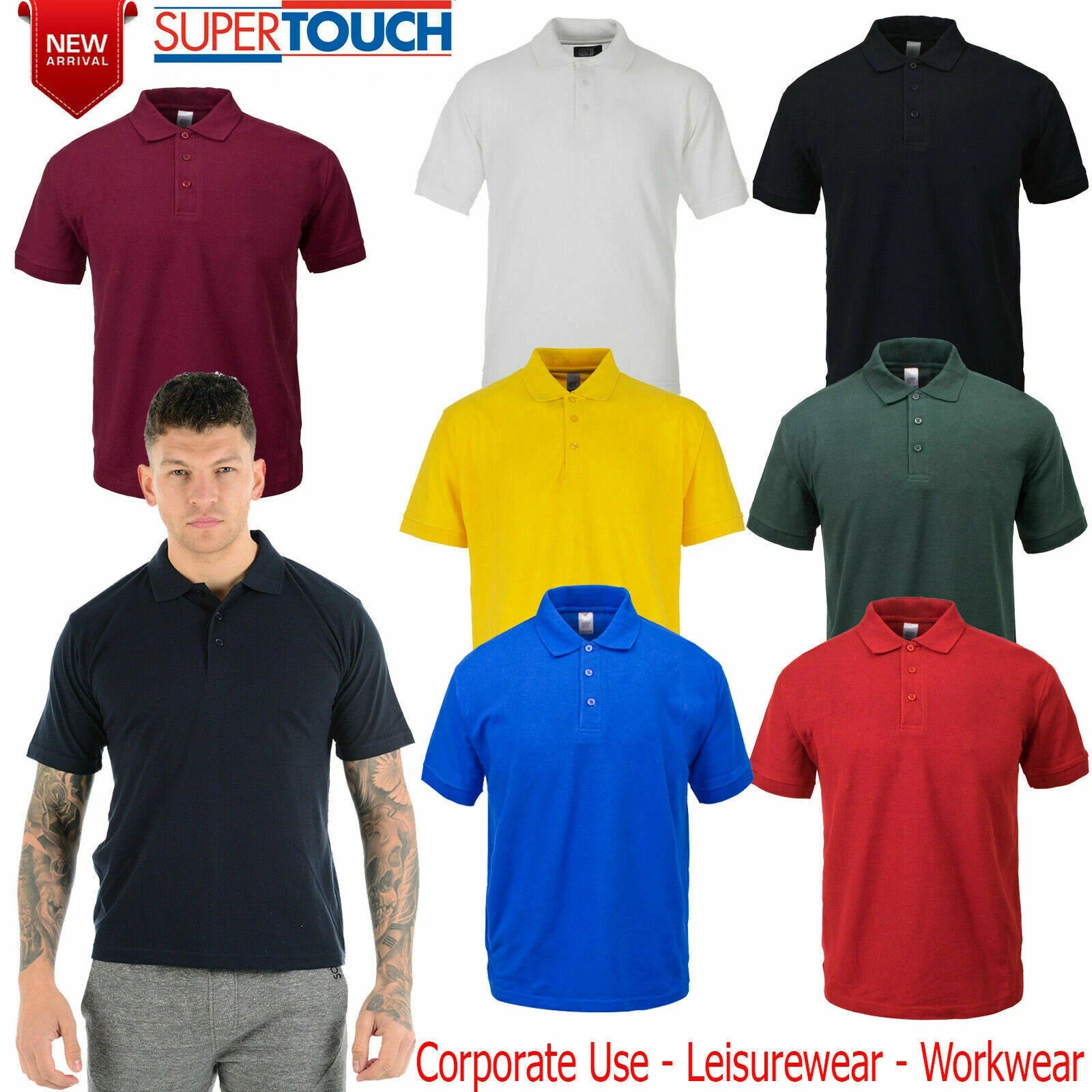 Mens Polo Shirt Classic Plain Short Sleeve T Shirt Summer Casual Sports Leisure