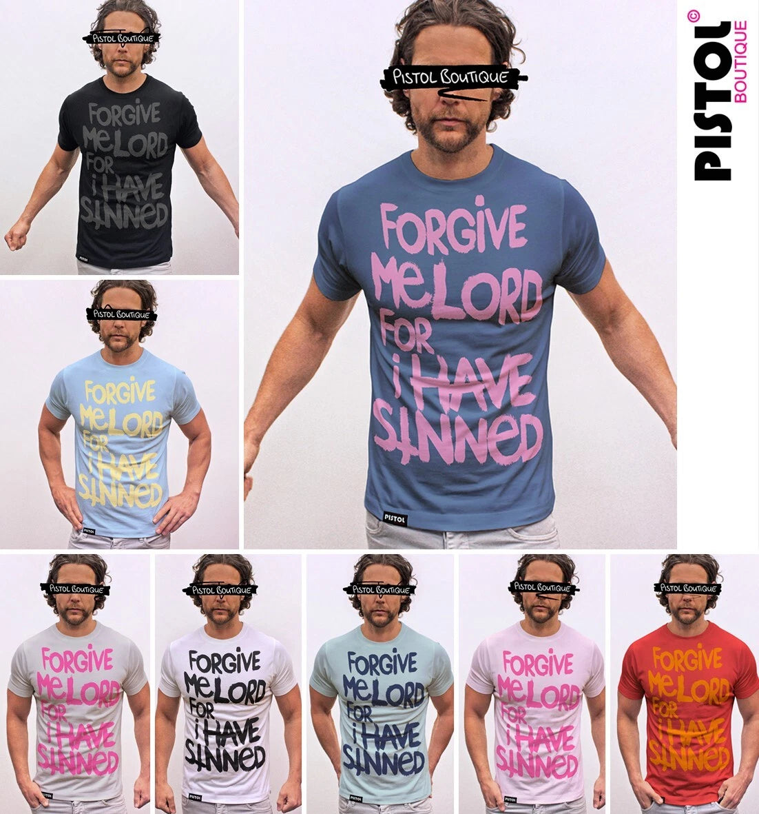 Pistol Boutique Men's Crew Neck T-Shirt JERSEY Cotton Slim Fit Graphic