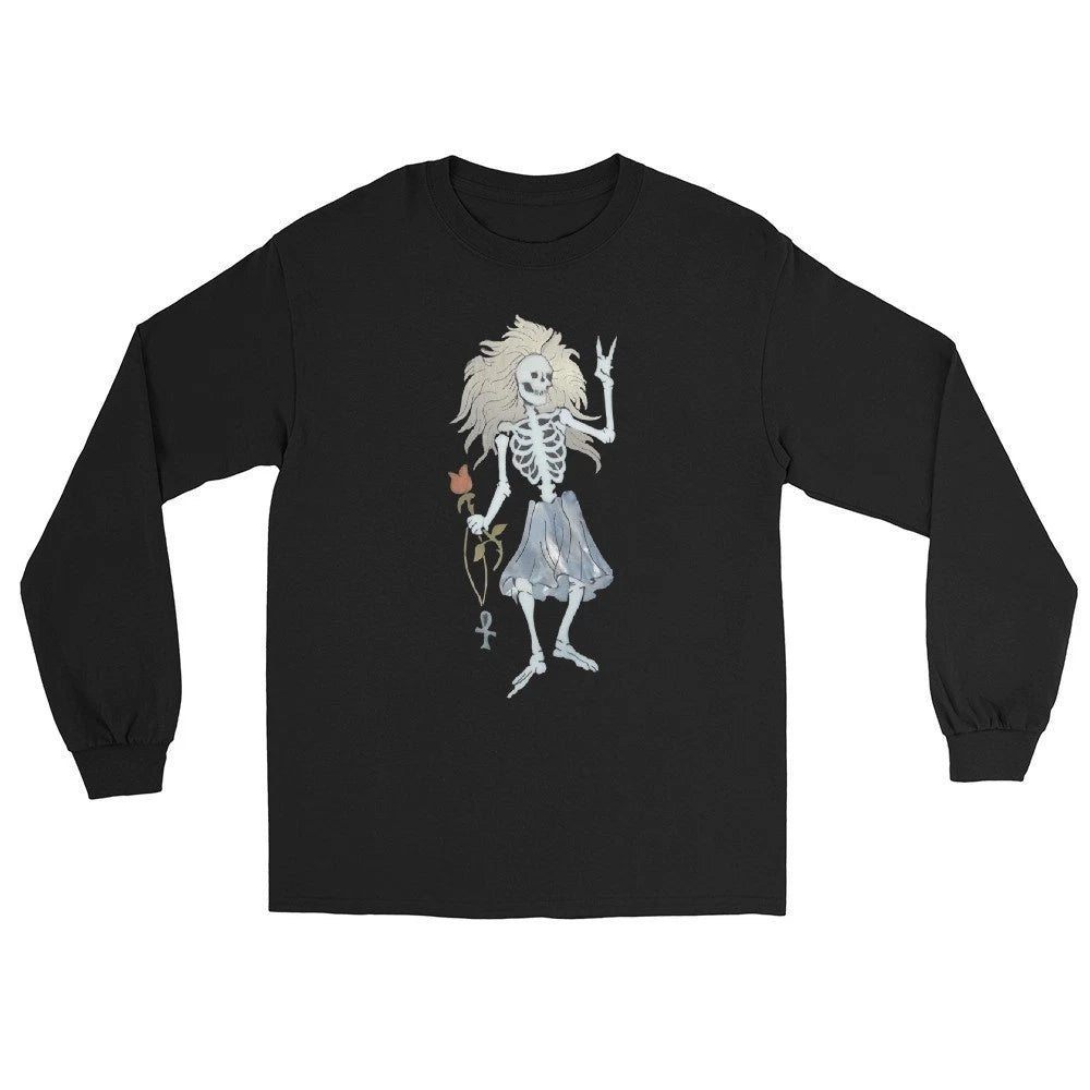 Jerry Garcia Rosebud Skeleton Grateful Dead Gildan Unisex long sleeve tee
