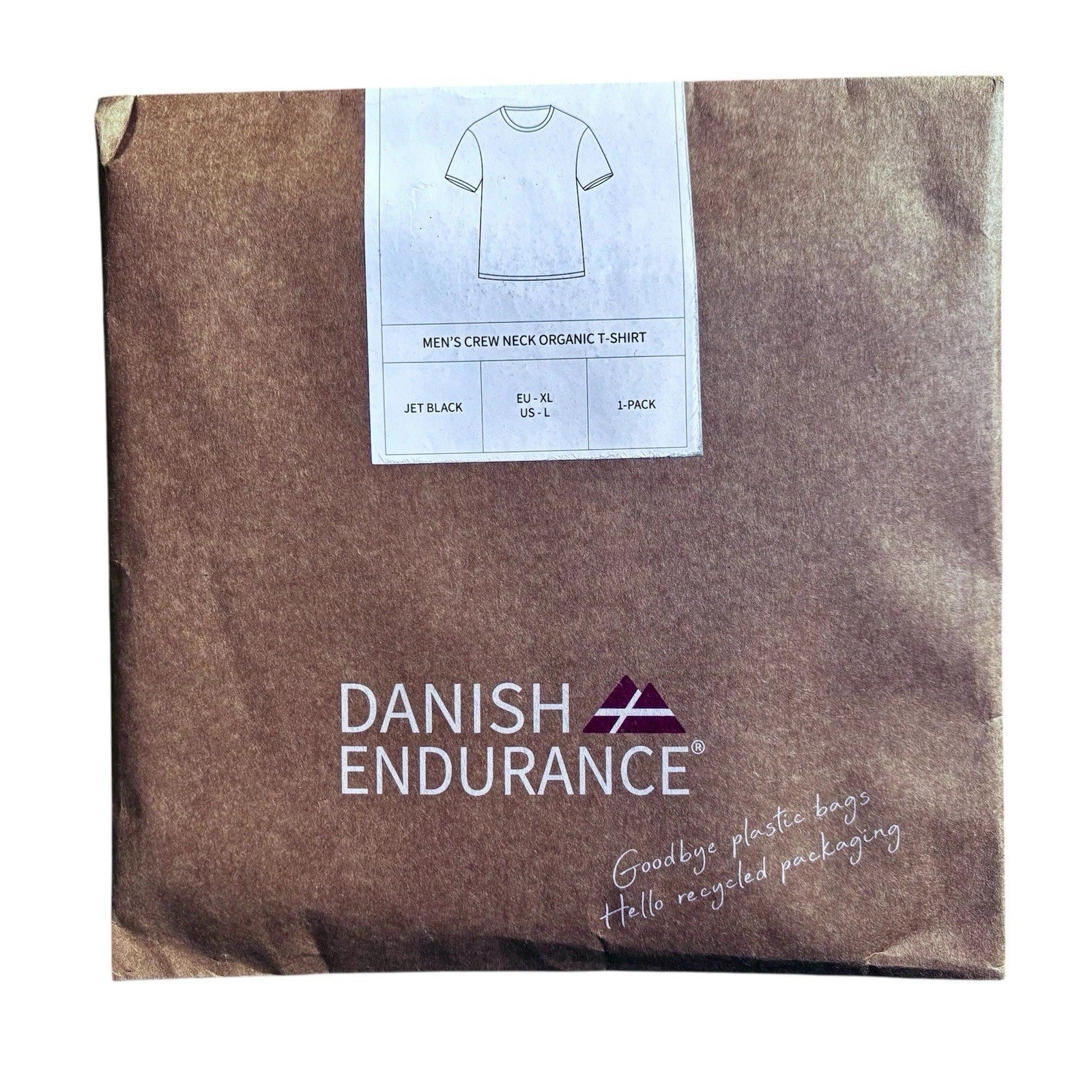 Danish Endurance Men’s Crew Neck Organic T-Shirt, Jet Black, XL, 1 Pack