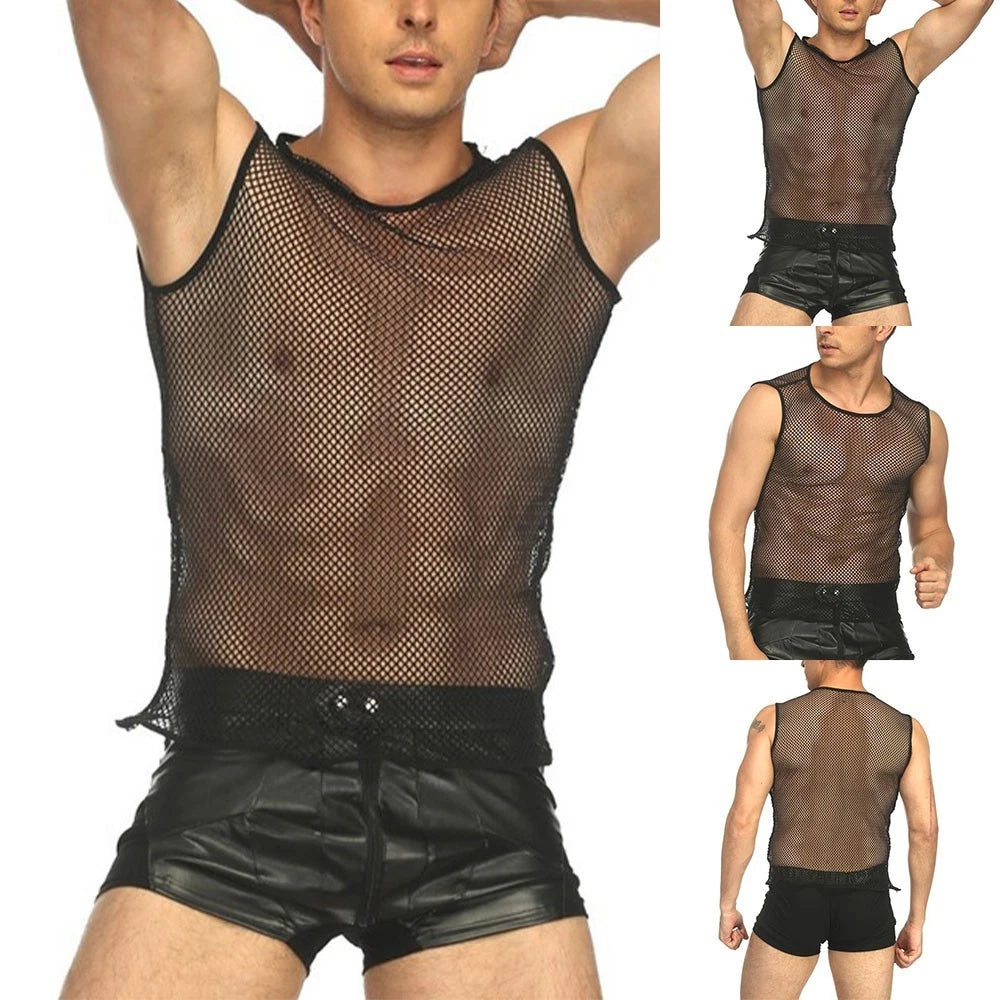 Fashionable and Comfortable String Vest Sleeveless Shirt in Breathable Mesh