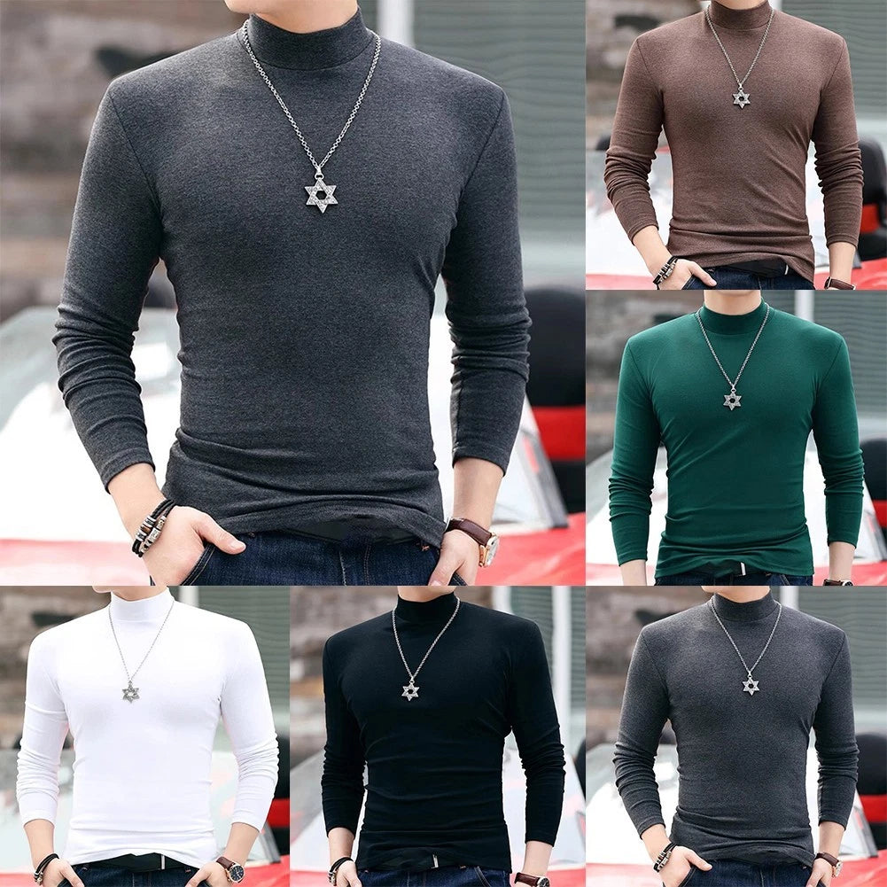 Easily Layered Mens Half Turtleneck Thermal Tops with Stylish Casual Appeal