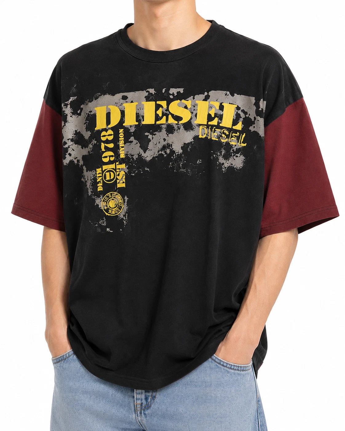 DIESEL T-Boxt-Q4 Men's T-Shirt L Black Oversized Short Sleeve Crew Neck