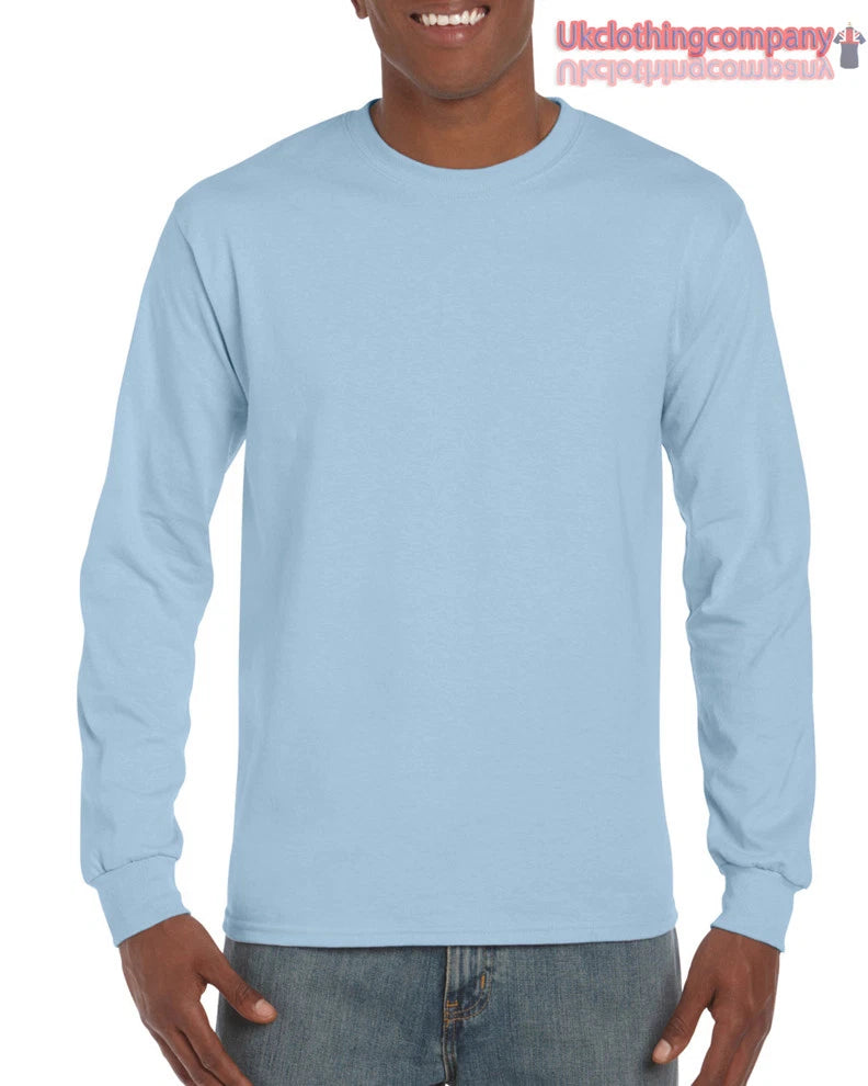 Light Blue Gildan Long Sleeve Ultra Cotton Unisex t-shirt-Mens Tops s m l xl 2xl