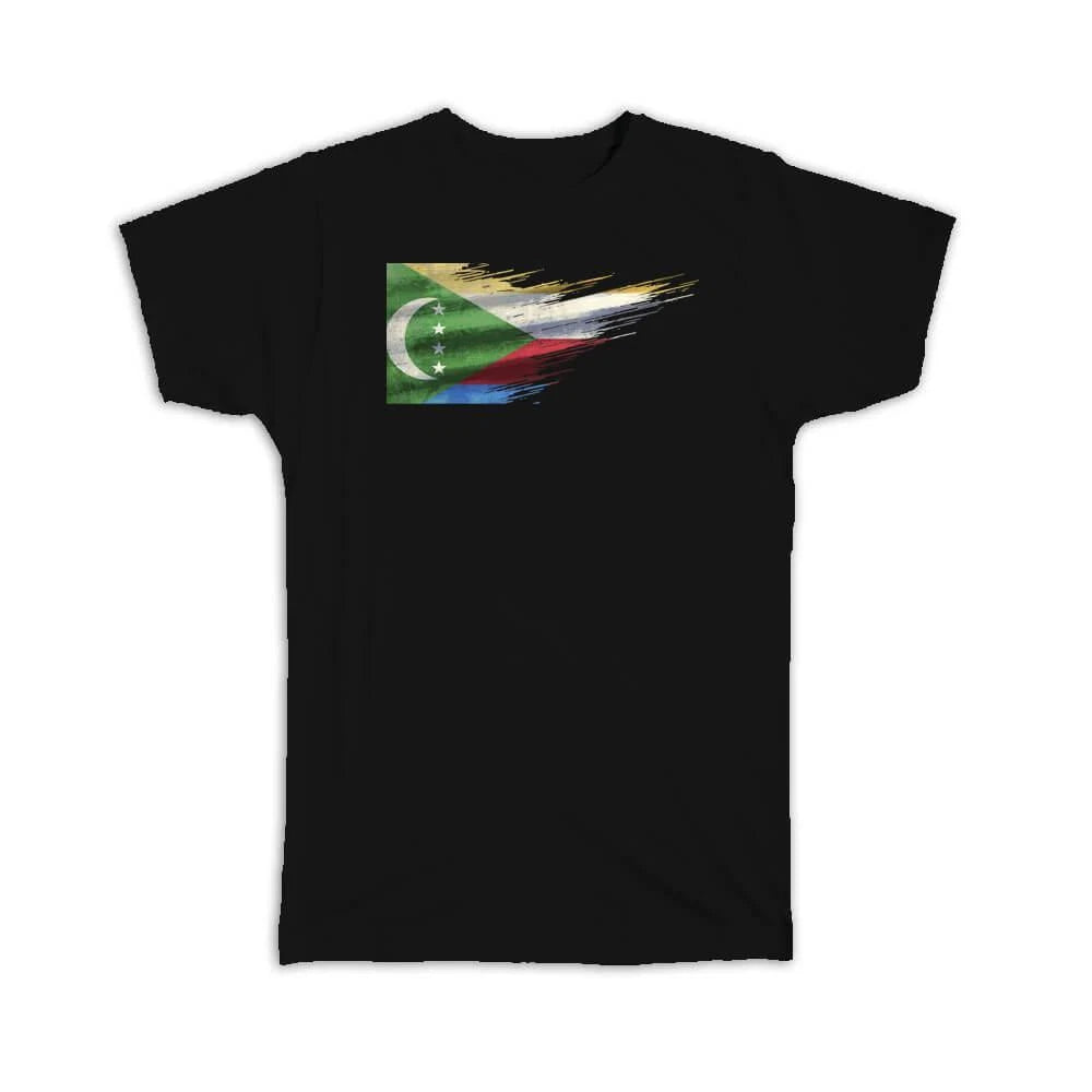 Gift T-Shirt : Comoros Flag Modern Country Expat
