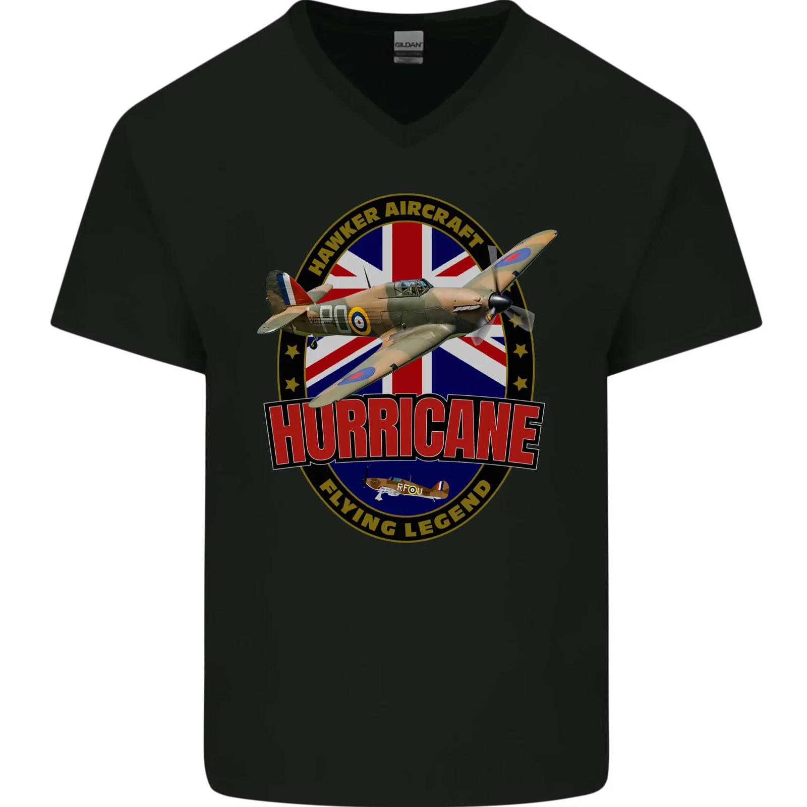 Hawker Hurricane Flying Legend Mens V-Neck Cotton T-Shirt