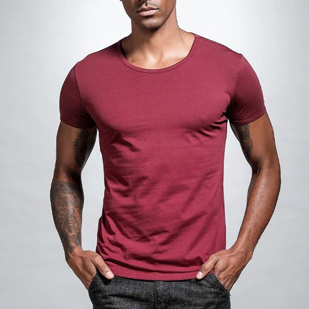 Stylish Low Cut V Neck Short Sleeve T Shirt for Men Summer Hipster Fashion
