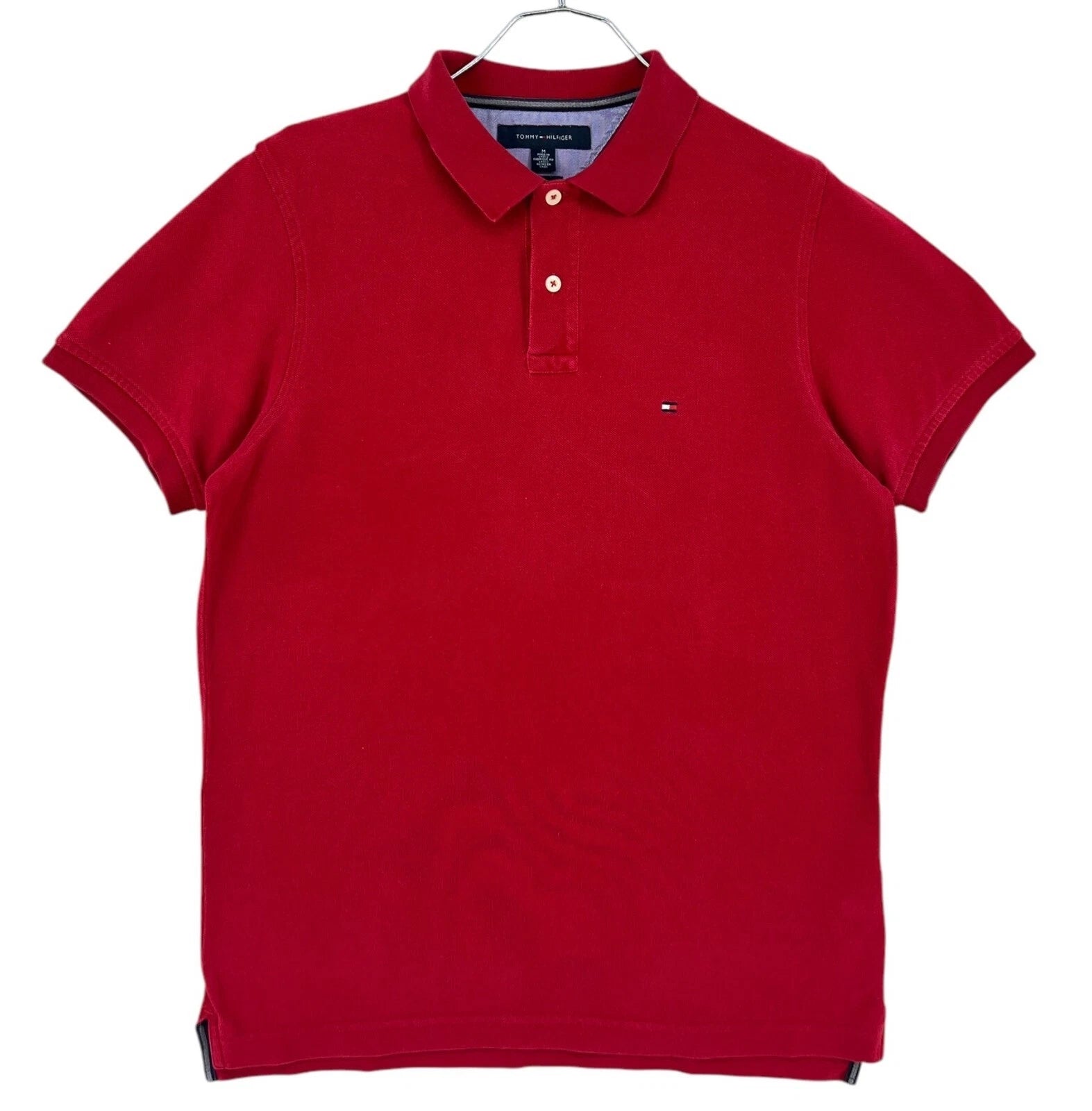 TOMMY HILFIGER men's red slim fit polo collar t-shirt size M