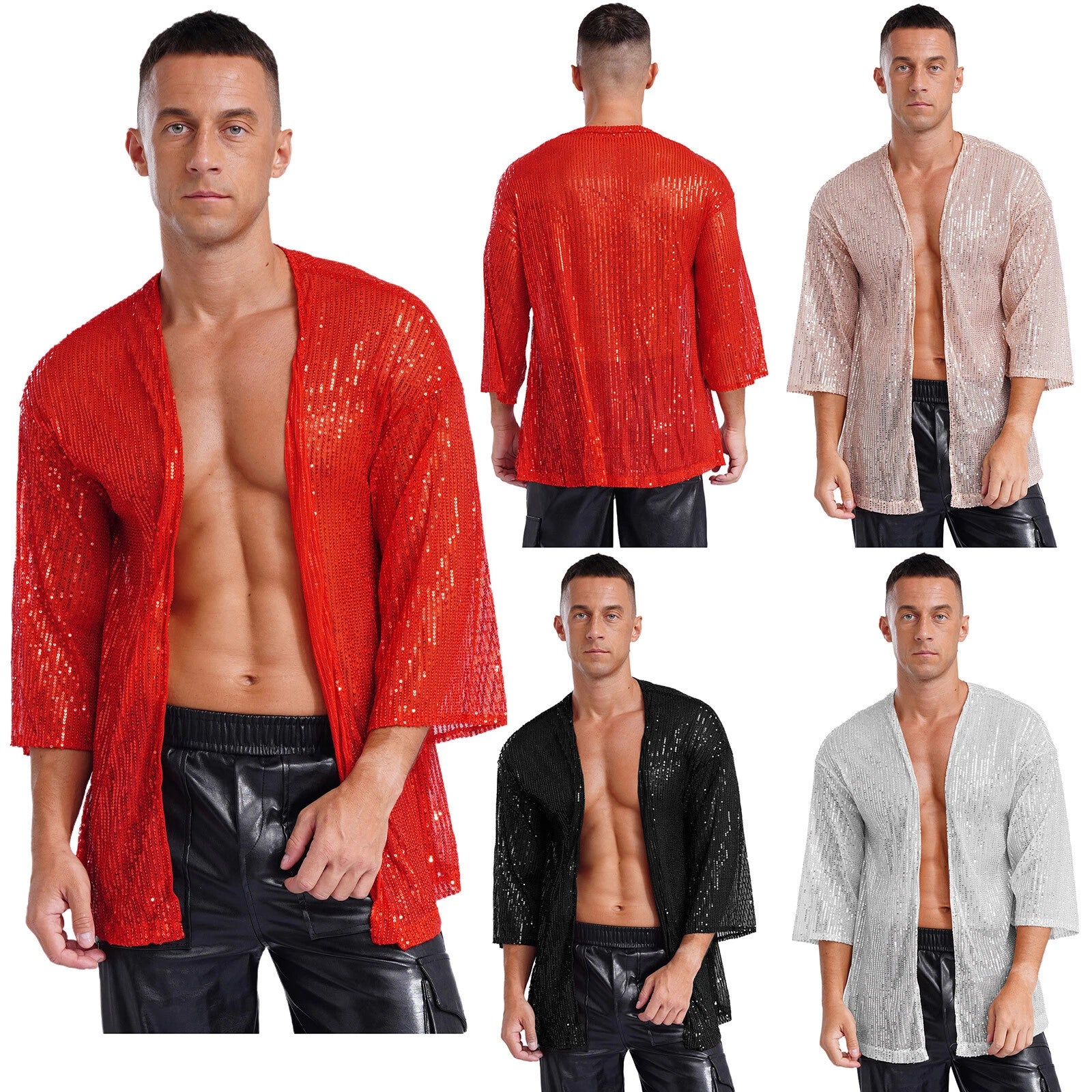 Mens Outwear Sissy Jackets Clothes Tops Oversized Clubwear Stylish Sequin Seim