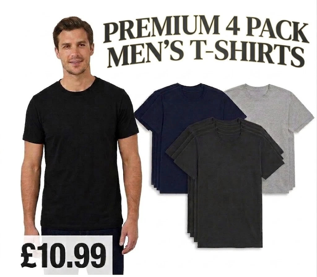 Mens Plain T-Shirt comfortable 4 Pack 100% Cotton High Quality Solid Tee Shirt