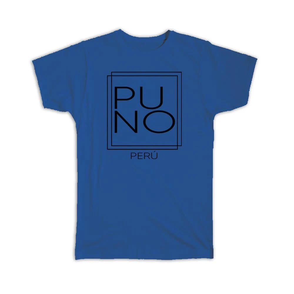 Gift T-Shirt : PUNO Peru Square Modern Minimalist Font