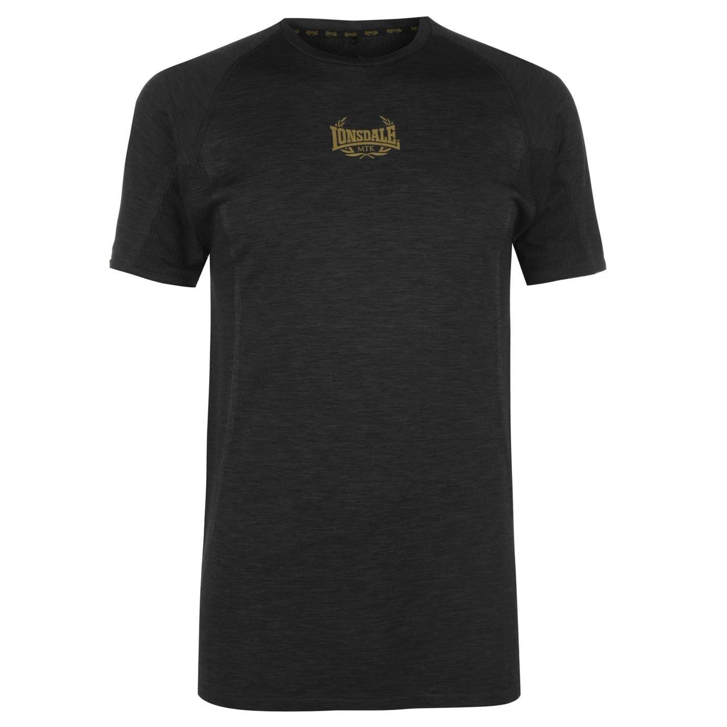 Lonsdale Mtk Pro Range Mens T-Shirt Boxing Black/Gold Slim Fit -Xs/S  or M/L New