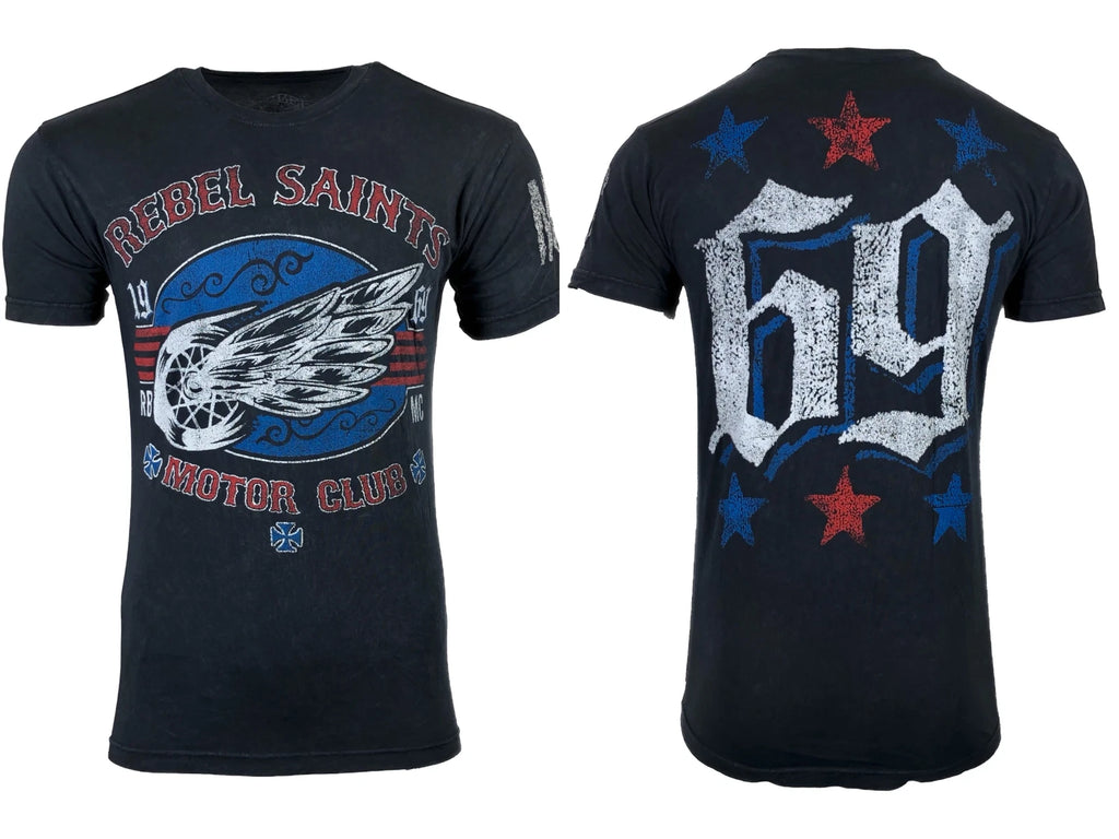 Rebel Saints by Affliction Men's T-shirt  T-shirt SPEED RAIL Wings Tattoo Biker