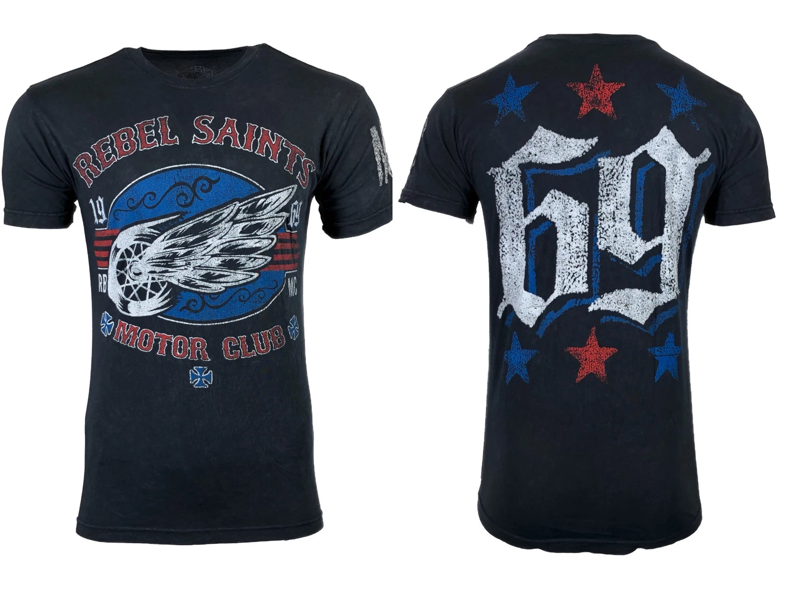 Rebel Saints by Affliction Men's T-shirt  T-shirt SPEED RAIL Wings Tattoo Biker