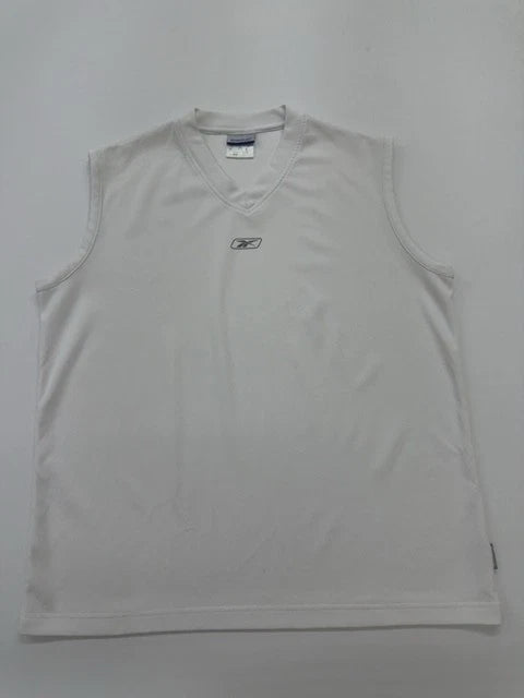 Reebok Men's White Sport Tank Top V-Neck Size XL Lightweight