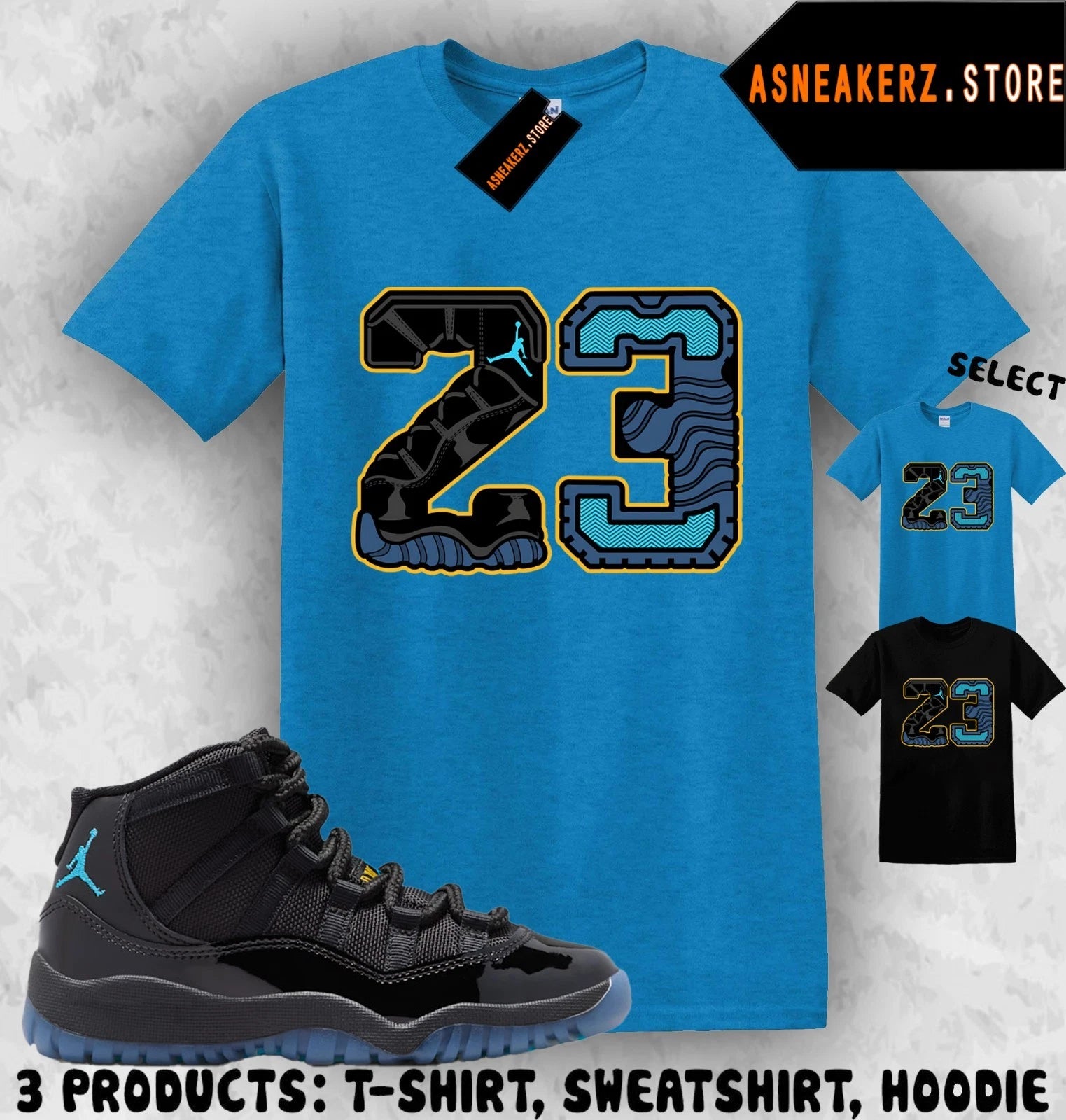 Tee Shirt Matching AJ 11 Gamma Blue 2025 Match Sneaker Retro Number 23 T-Shirt