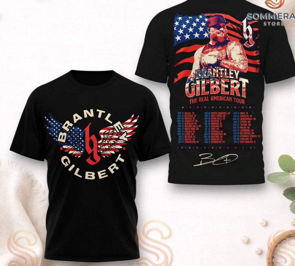 Brantley Gilbert The Real American Tour 3D shirt HOT NEW DADA032