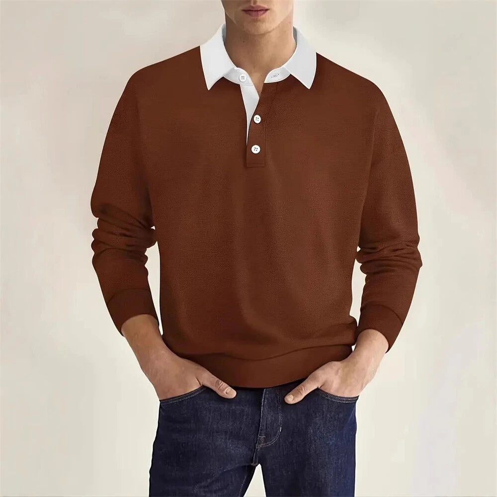 Men's Long Sleeve Slim Fit Polo Shirts Casual Athletic Shirt Sweatshirt