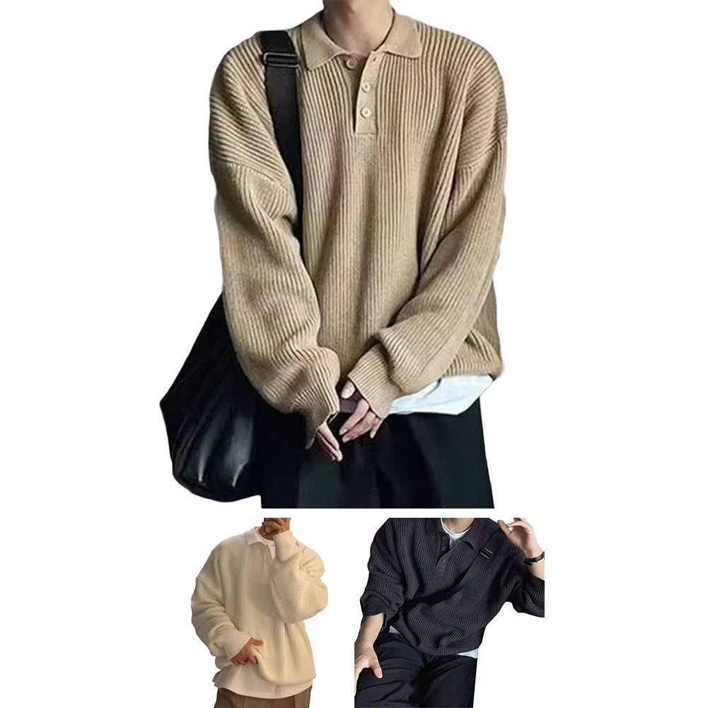 Loose Knitwear For Mens Casual Retro Style Oversize Fashion Brand Polyester Top