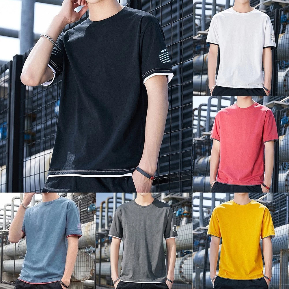 For Men For Daily Wear Men's Two-piece Tee Daily Wear O-neck Neckline Loose Fit