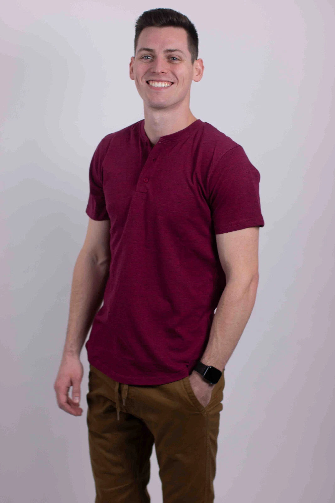 Men's Short Sleeves 100% Cotton Regular fit Casual Summer Henley T-shirt