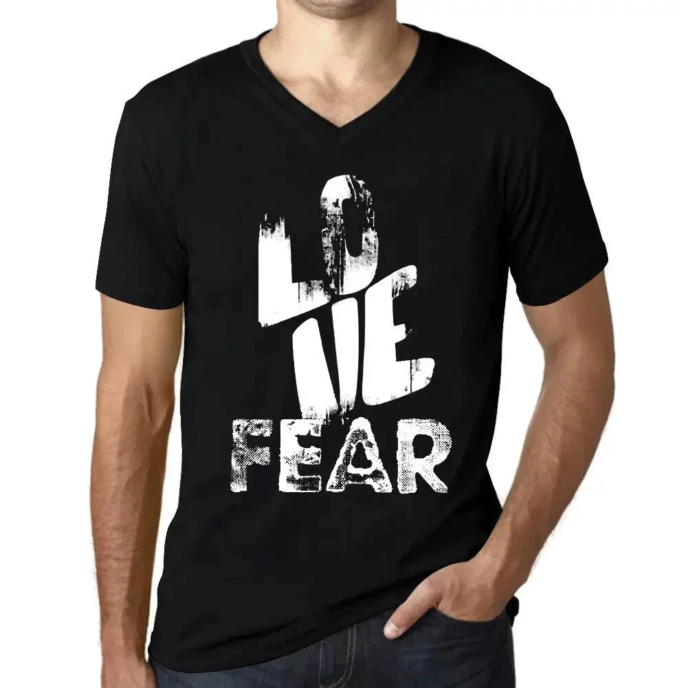 Men's Graphic T-Shirt V Neck Love Fear Eco-Friendly Limited Edition Short Sleeve