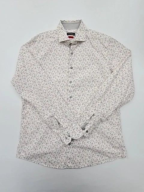 Roy Robson Men White Floral Slim Fit Shirt Size L Condition Descriptor