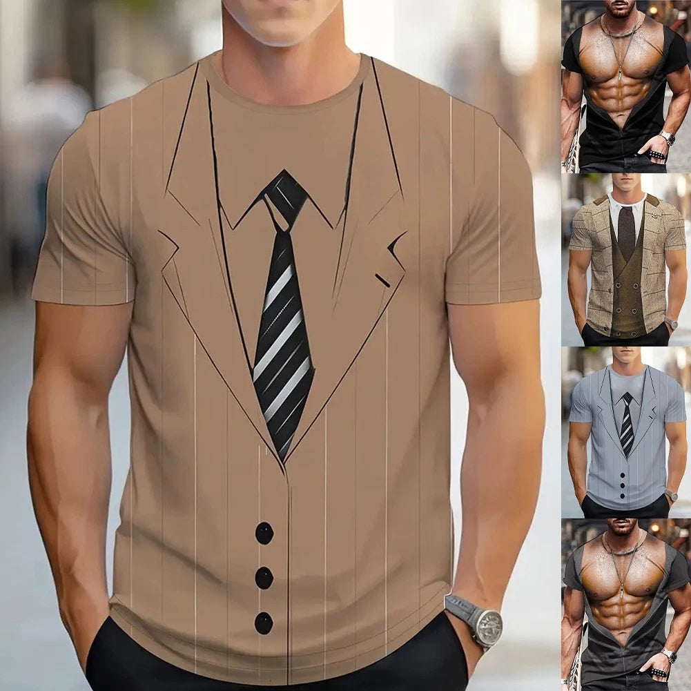 Fake Muscle T-Shirt Casual Wear Comfortable Fabric Daily Use Holiday Outfit